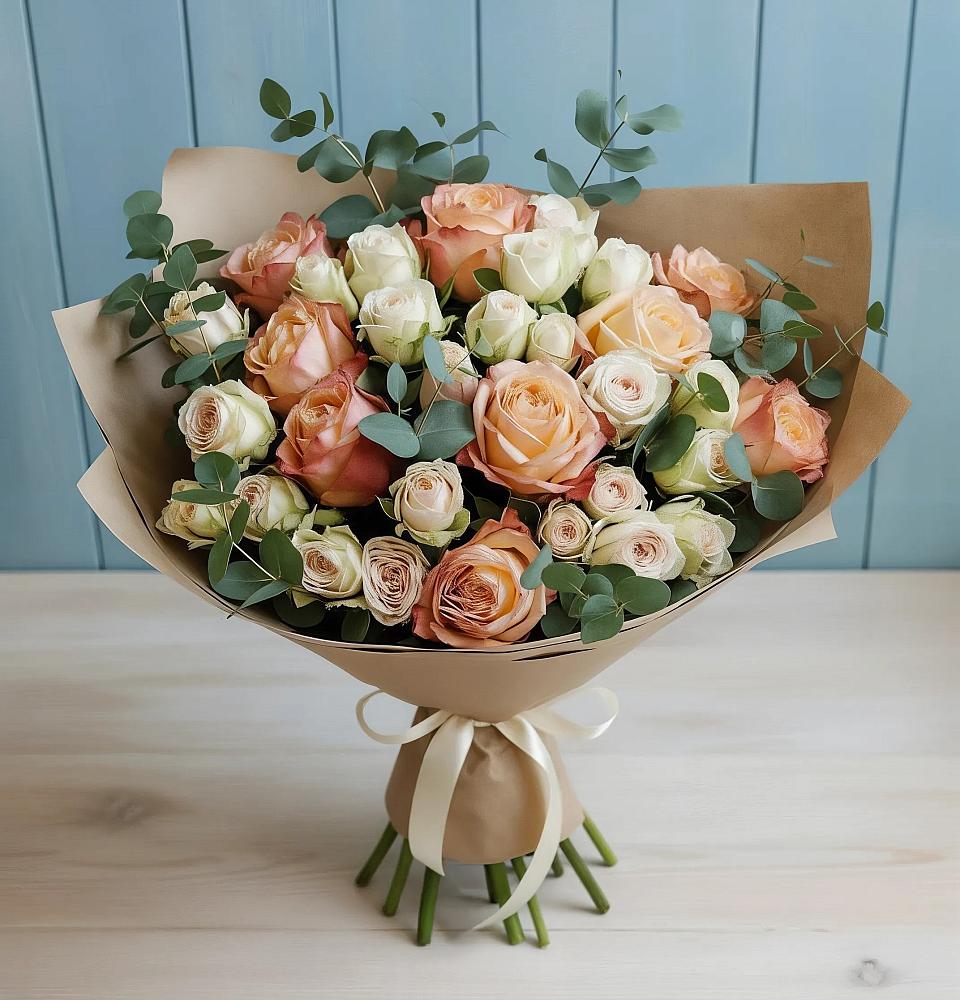 Букет цветов из: Альстромерии и Розы в Златоусте