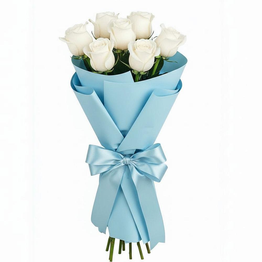 Букет 7 белых роз Проуд в Златоусте