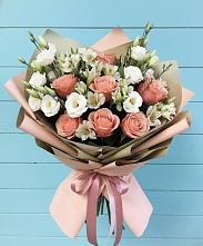 Букет цветов из:  Розы, Альстромерии и Лизиантусы в Златоусте