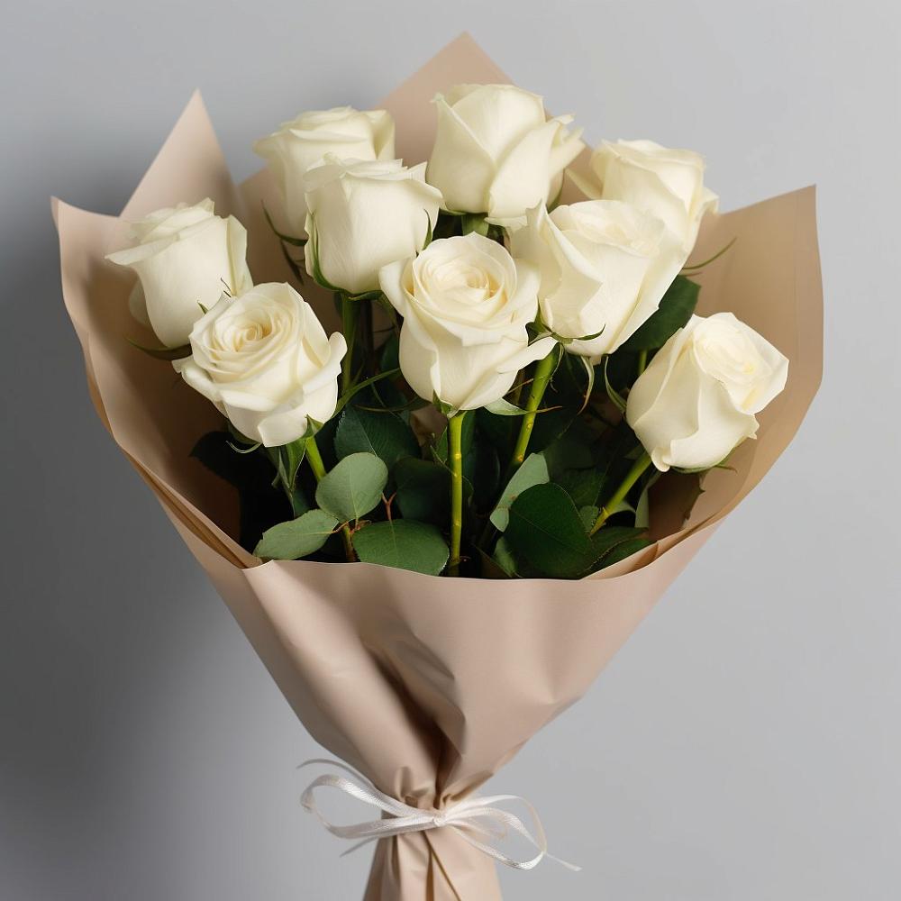 Букет 9 Белых роз Эдлесс Лав в Златоусте