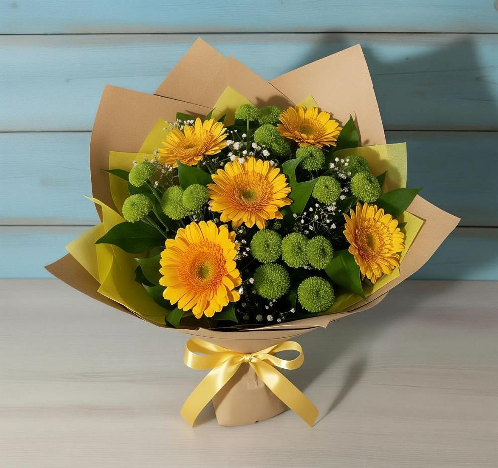 Букет цветов из: Герберы и Хризантемы в Златоусте
