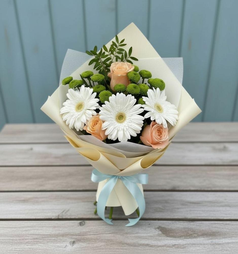 Букет цветов из: Герберы, Розы и Хризантемы в Златоусте