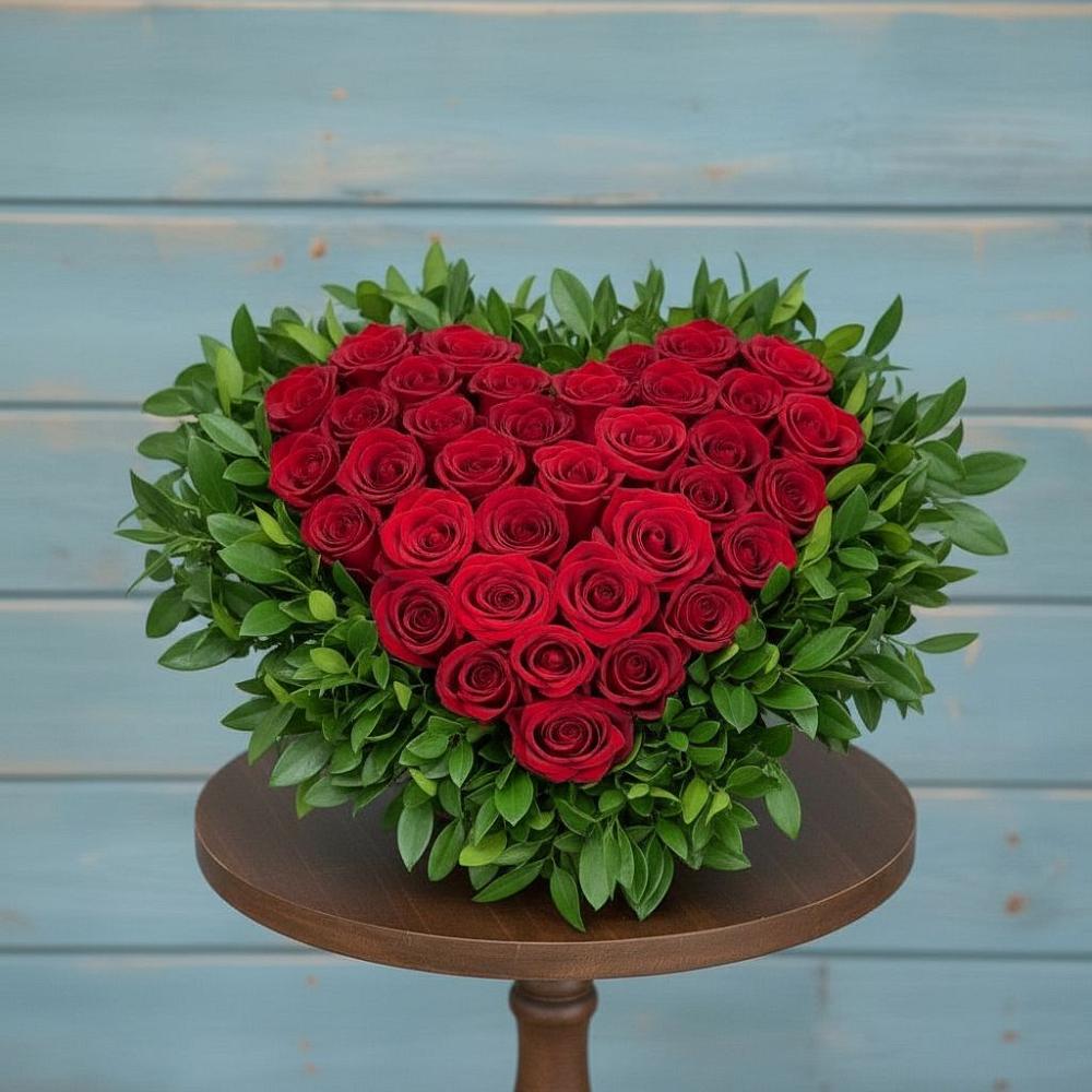 Цветочная композиция из Розы в виде сердца в Златоусте