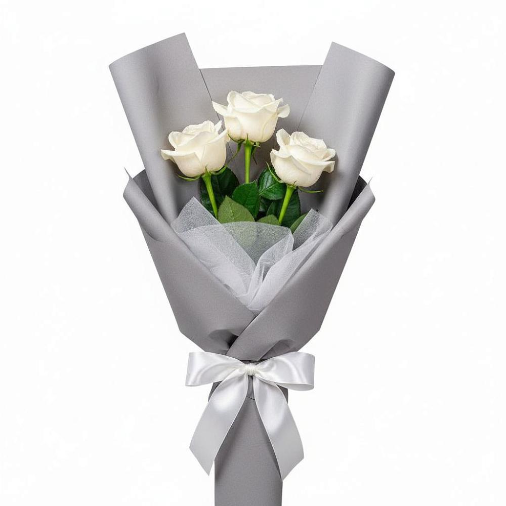 Букет 3 белые розы в Златоусте