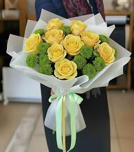 Букет цветов из:  Хризантемы и Розы в Златоусте