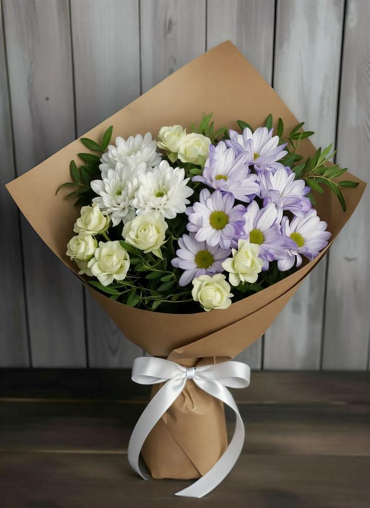 Букет цветов из: Хризантемы и Розы в Златоусте